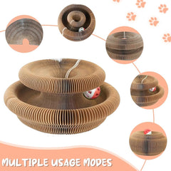 Folding Cat Scratcher Toy with Ball Track