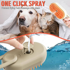 3-in-1 Steam Brush with Handle for Dogs and Cats | Silicone Massage & Grooming Comb