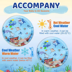 Pet Cooling Water Bed – Anti-Scratch Summer Mat with Air Pump & Floating Fish Toys | For Cats & Small Dogs | Indoor/Outdoor Use