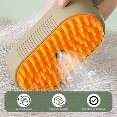 3-in-1 Steam Brush with Handle for Dogs and Cats | Silicone Massage & Grooming Comb
