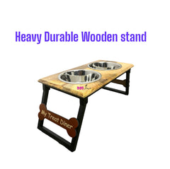 Wooden Elevated Dog Double Diner Bowl Stand – Adjustable & Stylish Pet Feeder