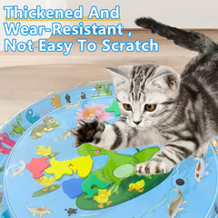 Pet Cooling Water Bed – Anti-Scratch Summer Mat with Air Pump & Floating Fish Toys | For Cats & Small Dogs | Indoor/Outdoor Use