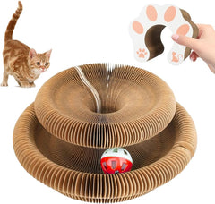 Folding Cat Scratcher Toy with Ball Track