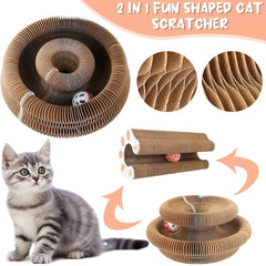 Folding Cat Scratcher Toy with Ball Track