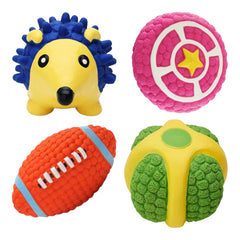 Squeaky Dog Toys Set of 4 - Fun and Durable Latex Chew Toys for Dogs