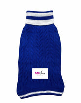 High Neck Round Dog Sweater Blue