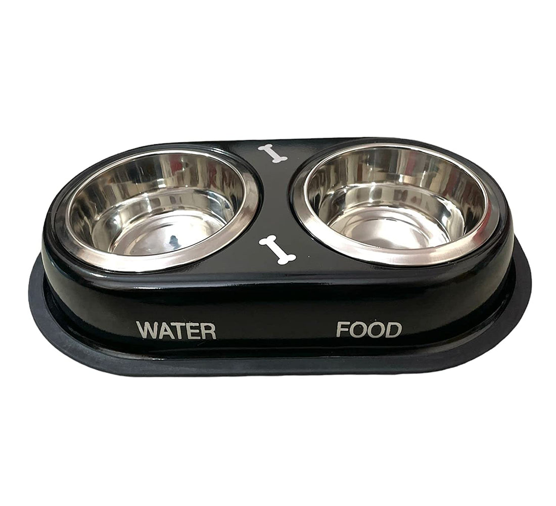 Ultimate Pet Dining Combo: Steel Double Diner Bowls + Superbone Stickes Pack of 4 | 30% Off