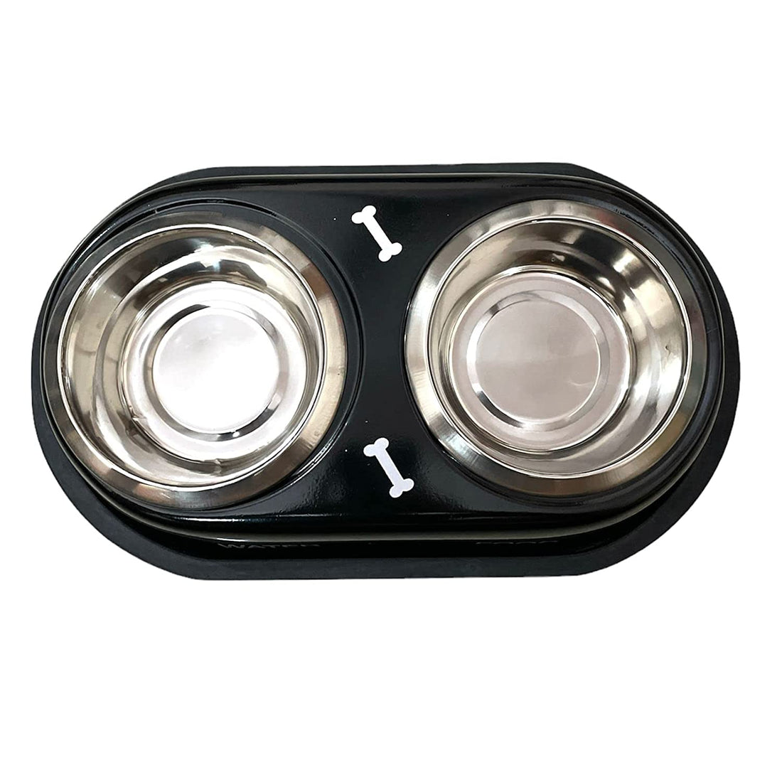 Ultimate Pet Dining Combo: Steel Double Diner Bowls + Superbone Stickes Pack of 4 | 30% Off