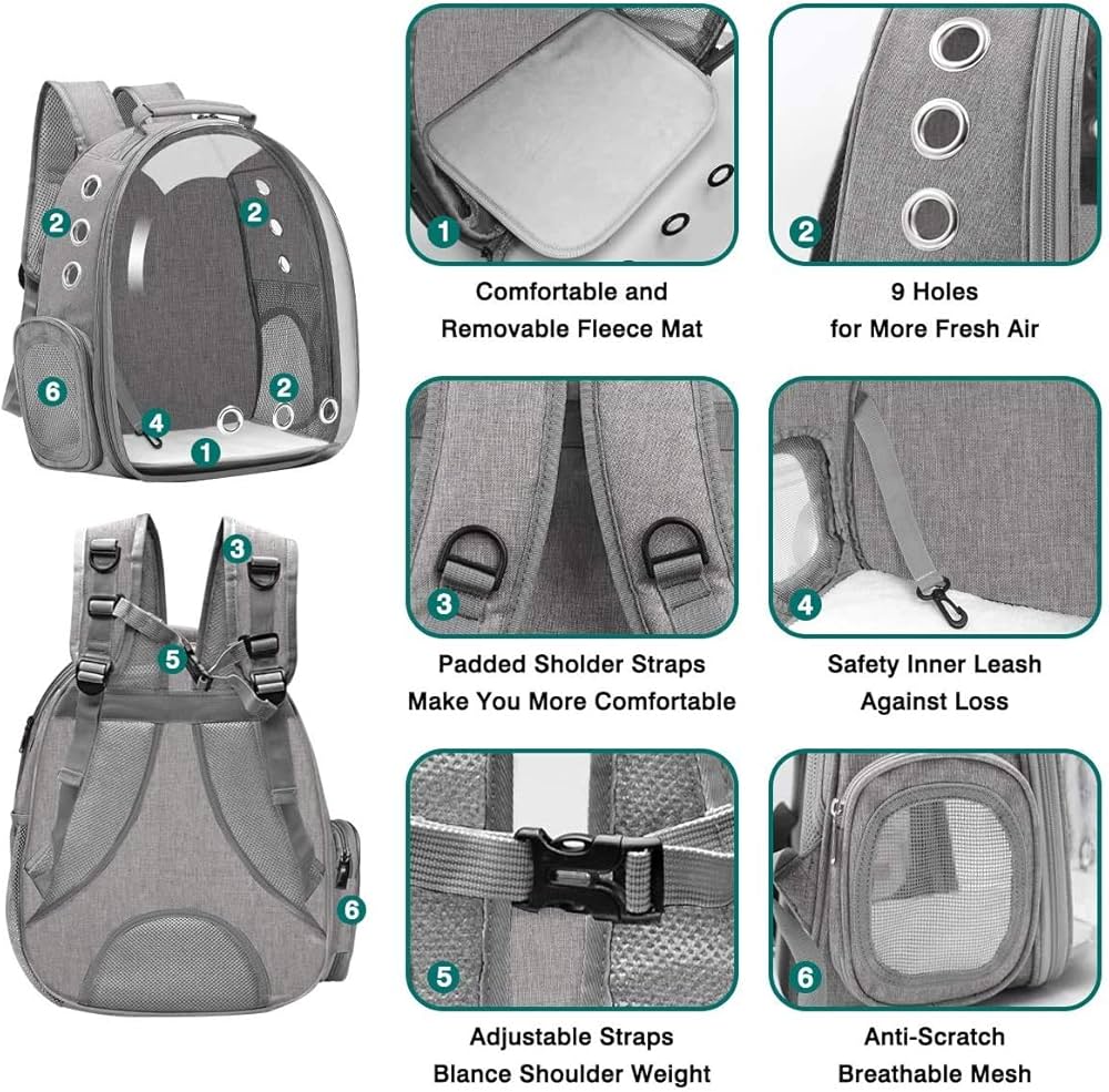 Space Capsule Pet Backpack - Stylish Carrier for Cats and Small Dogs