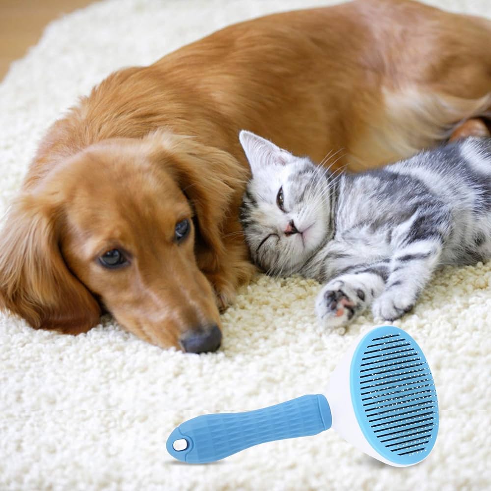 Self Cleaning Slicker Brush, Pet Grooming Shedding Brush for Dogs and Cats