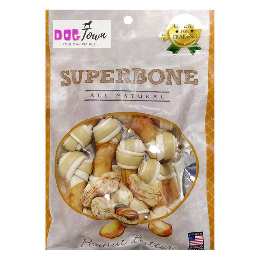 Superbone Chicken Knotted Bone 9 in 1 Dog Treat (Peanut Butter)