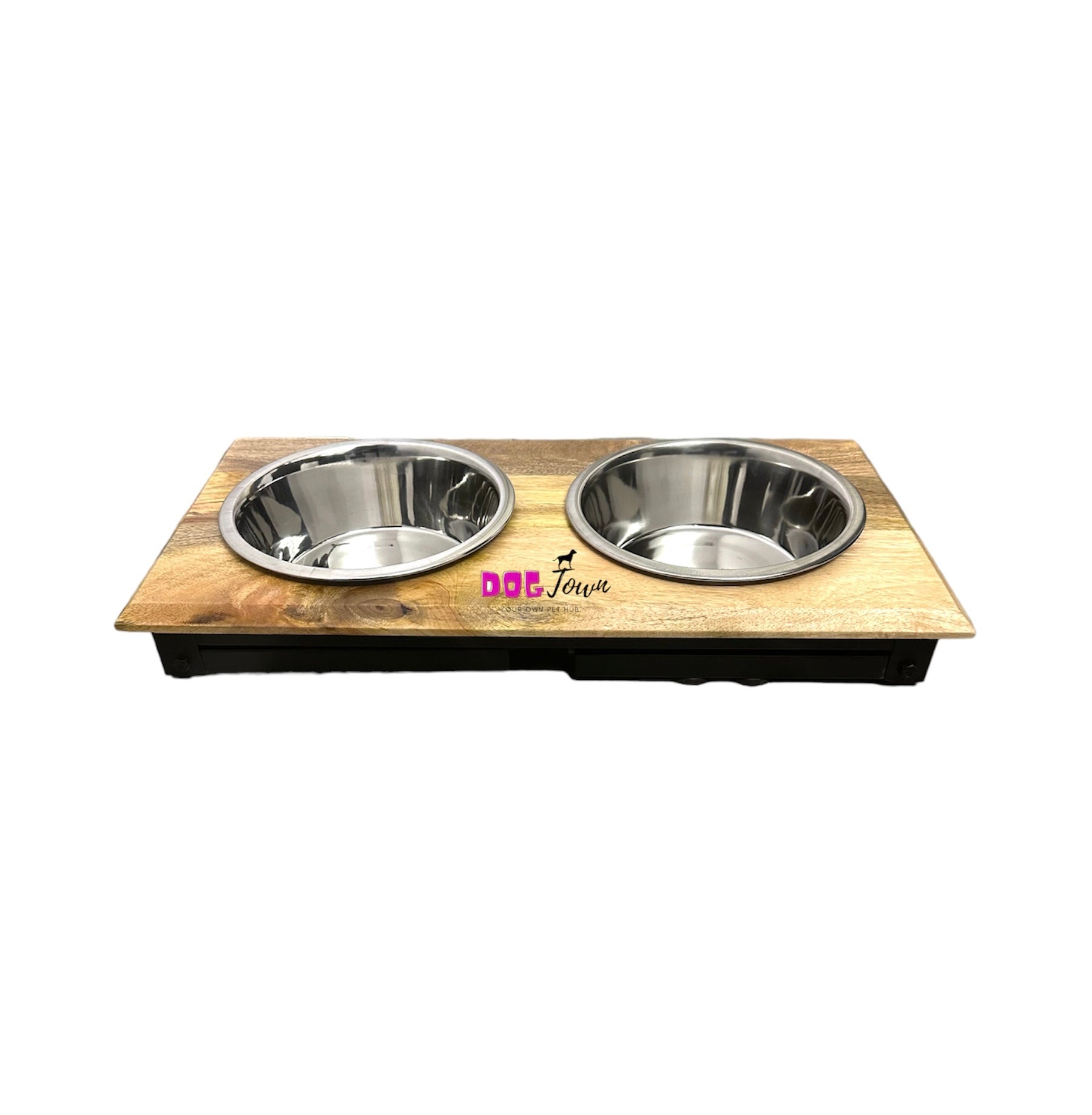 Durable Quality Wooden Bowl Stand Elevated Pet Feeder (Color-Brown)