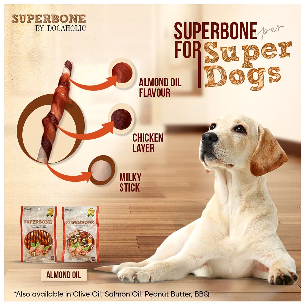 Superbone Chicken Knotted Bone 9 in 1 Dog Treat (Almond Oil)