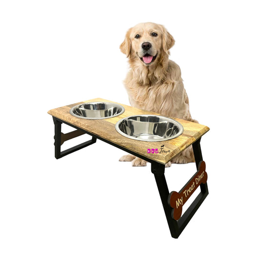 Dogtown Durable Quality Wooden Bowl Stand Elevated Pet Feeder (Color-Brown)