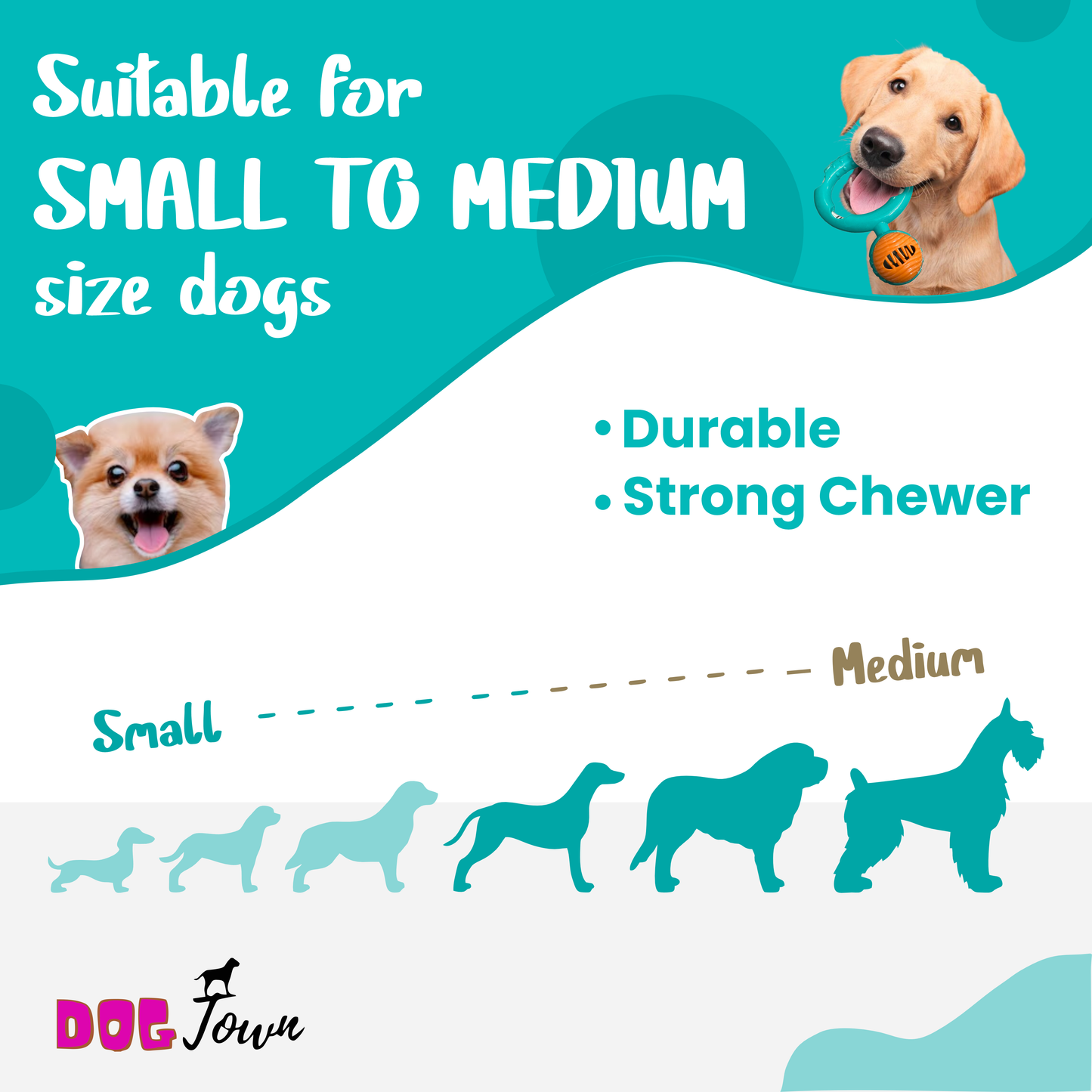 Chewing Dumbbell Shape Rubber Toy with Air Hole ( Color May Vary)