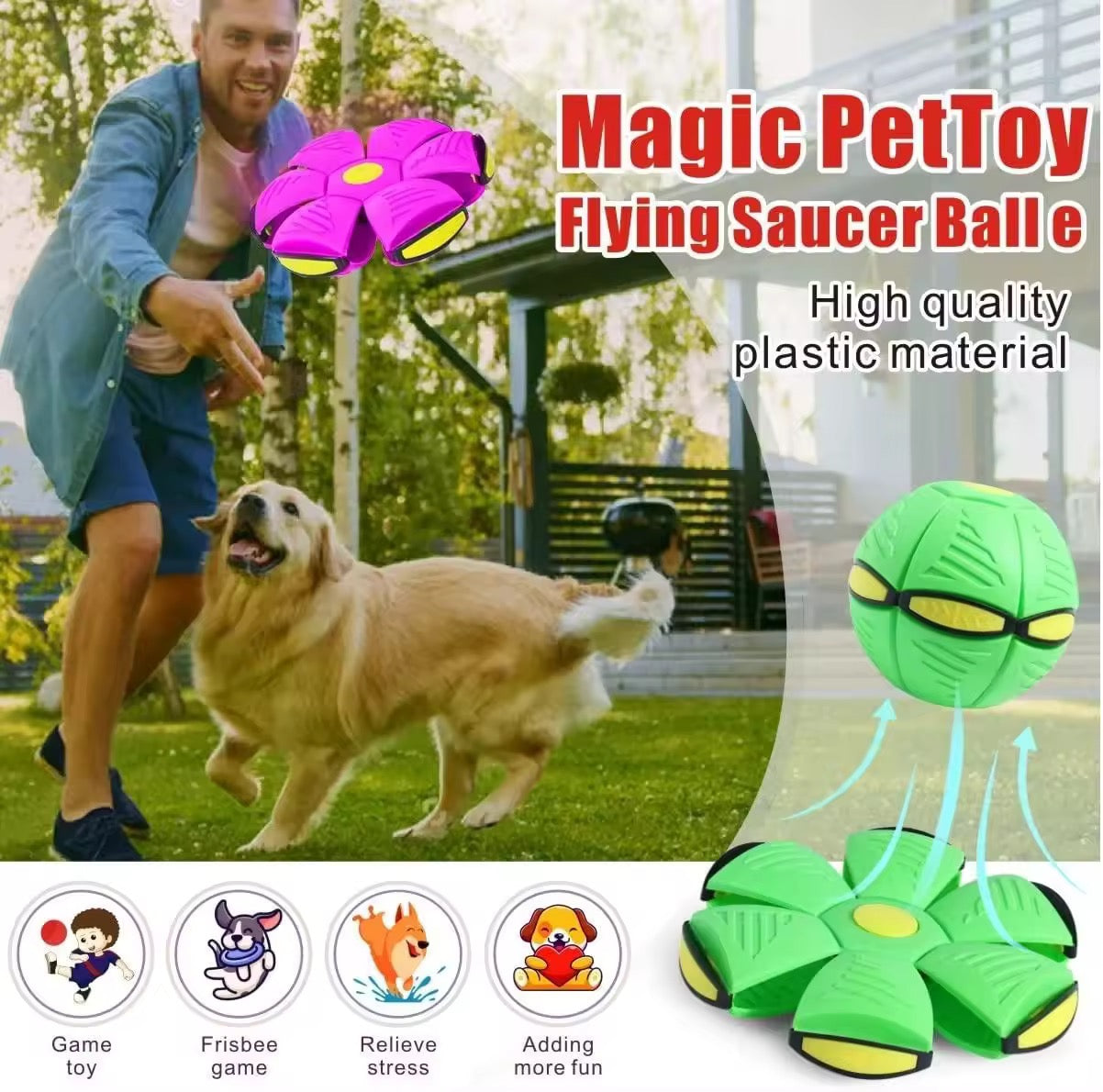 Magic Flying Saucer Ball Toy for Dogs – Interactive & Durable Pet Toy