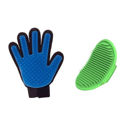 DOGTOWN Groomer Glove + Rubber Bristles Hand Brush