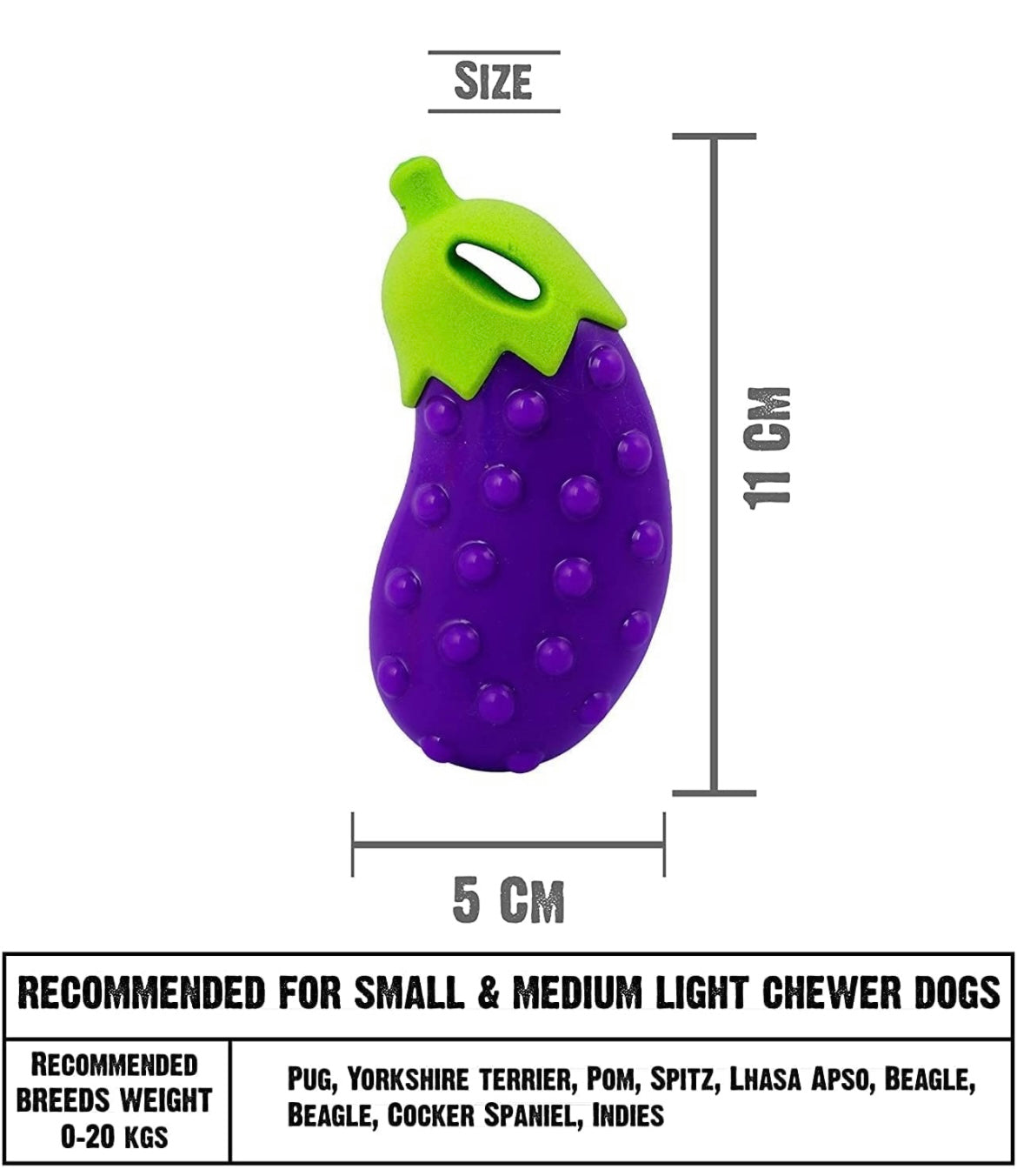 Veggie Series Brinjal Squeaky Chew Toys for Dogs & Puppies