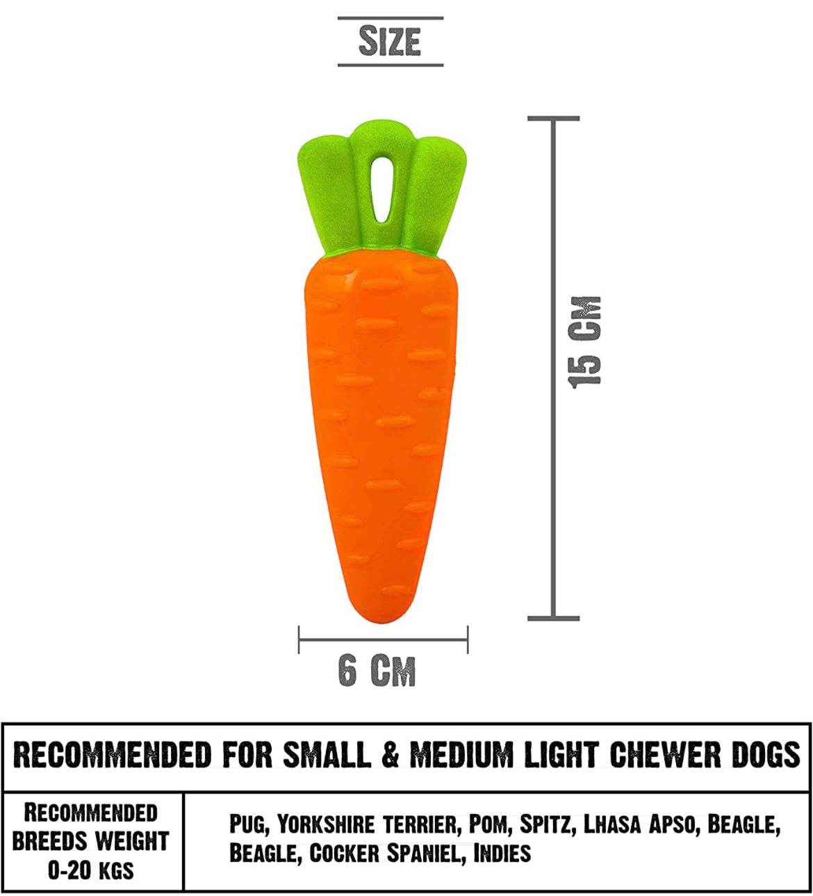 DOGTOWN Veggie Series Carrot Squeaky Chew Toys for Dogs & Puppies