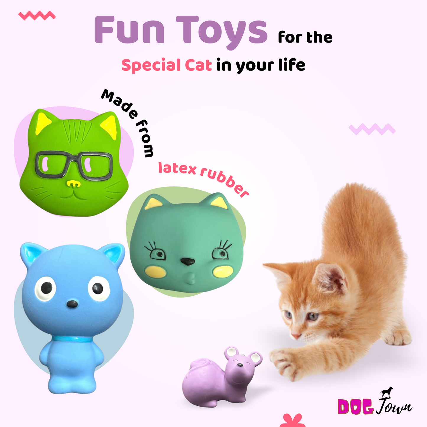 4 Attractive Squeaky Toys (Natural Rubber)