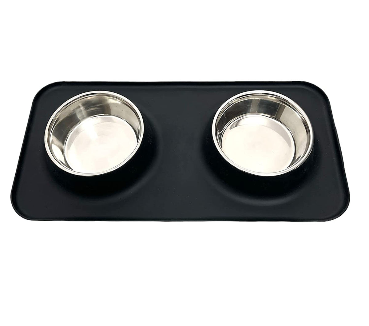 Rectangle Silicone Double Dinner Steel Bowl