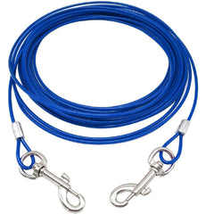 Vinyl Coated Tie-Out Cable Leash 15- Feet (Color May Vary)