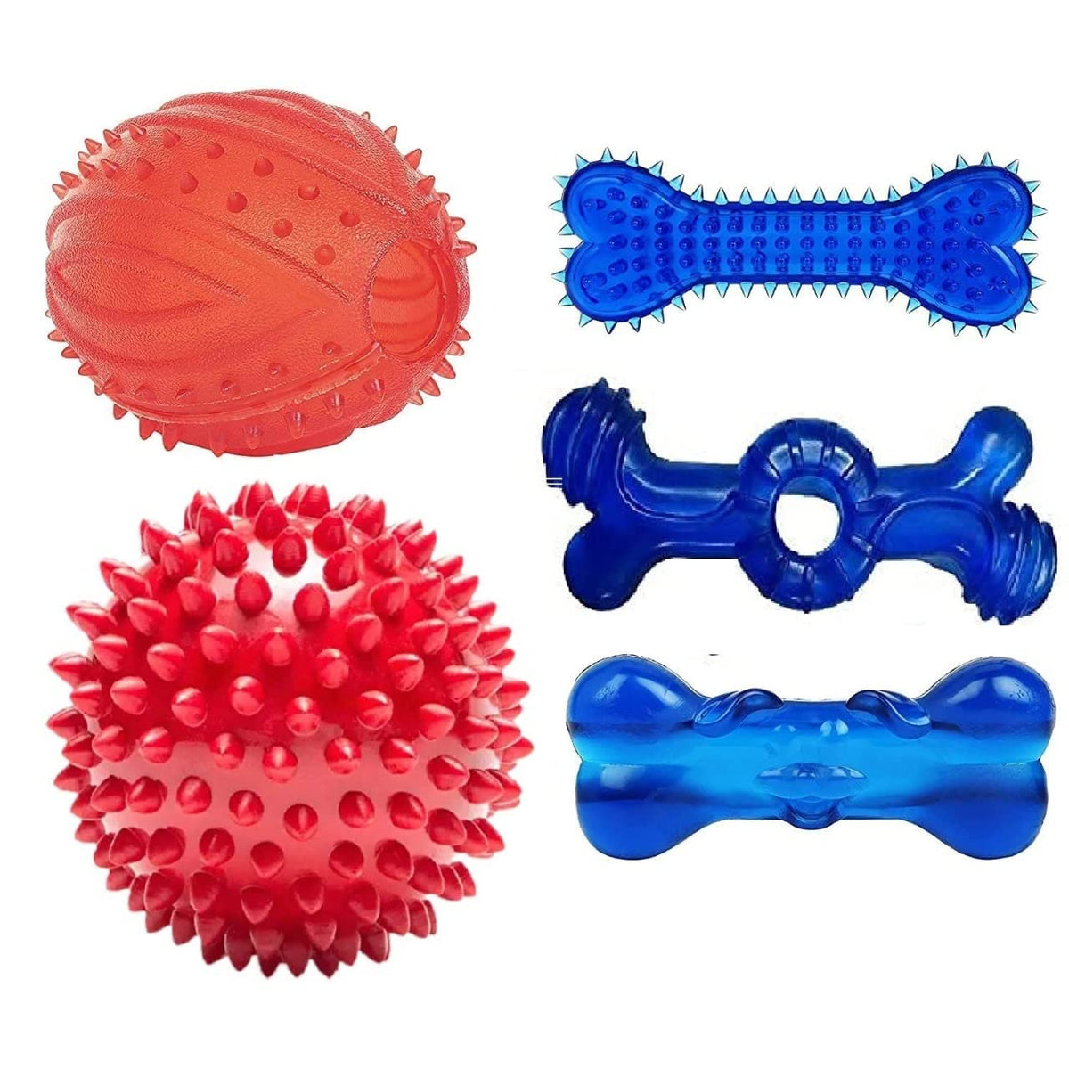 Combo of Rugby with Bell, Dumbell and Smiley Face Bone Toy