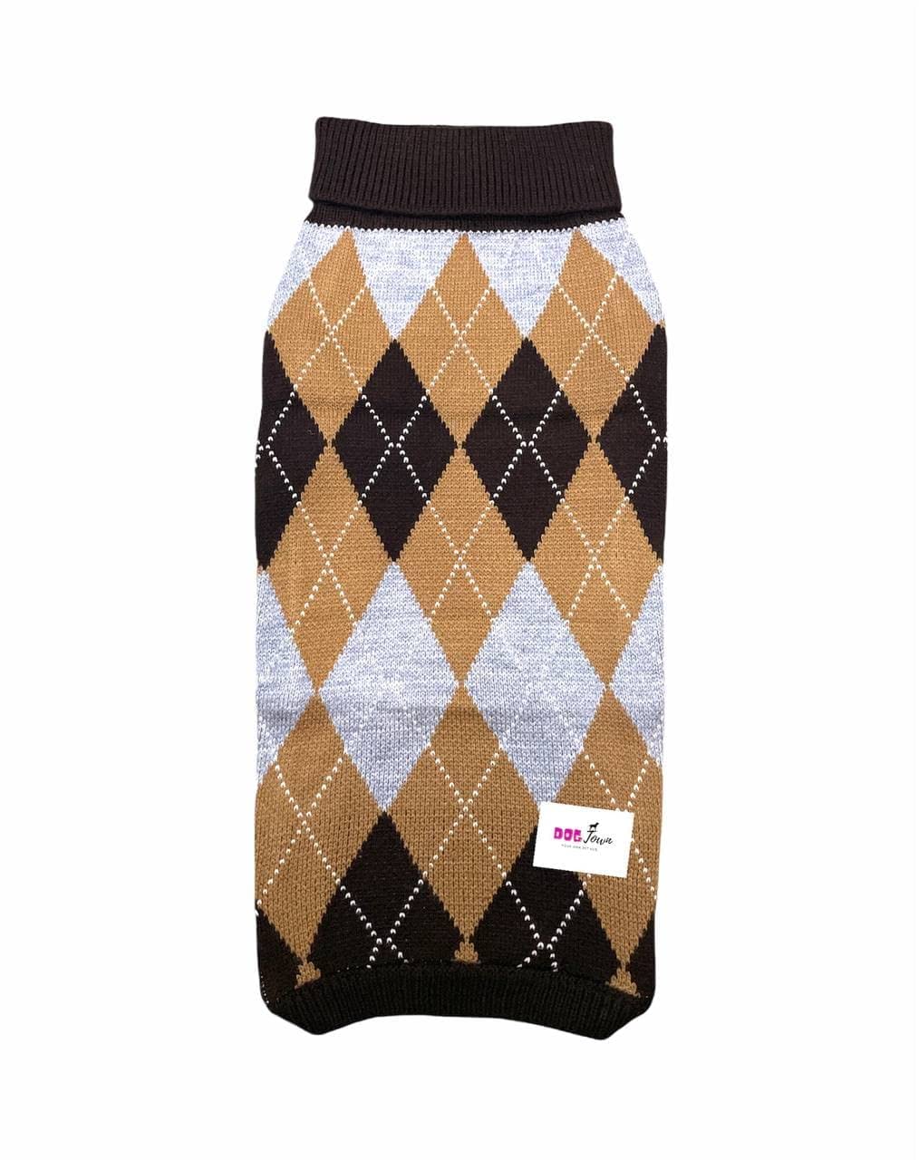 Classic Cosy Check Sweater for Dogs (Brown)