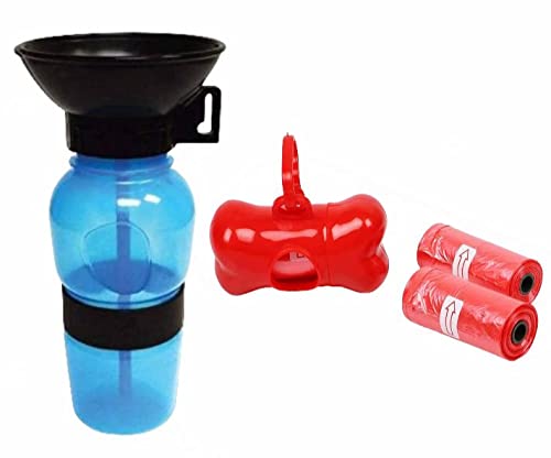 Portable Water Feeder Bottle and Poop Bag Holder