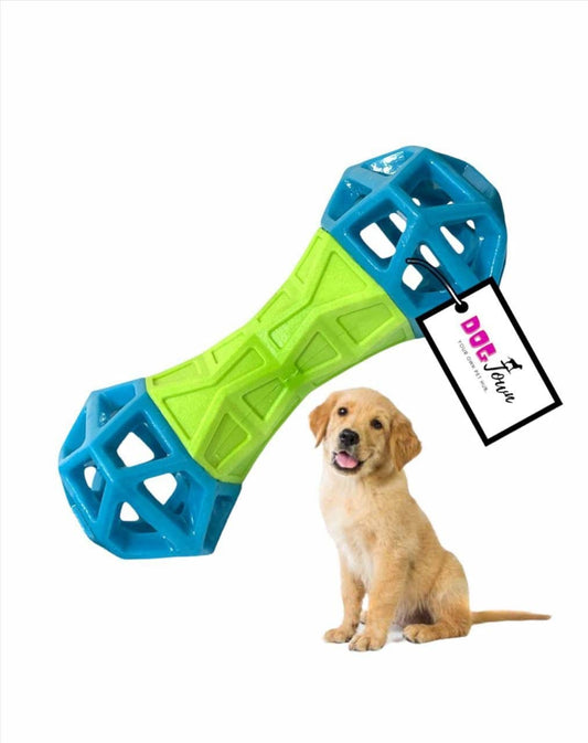 Chewing Dumbbell Shape Rubber Toy with Air Hole ( Color May Vary)