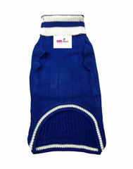 High Neck Round Dog Sweater Blue