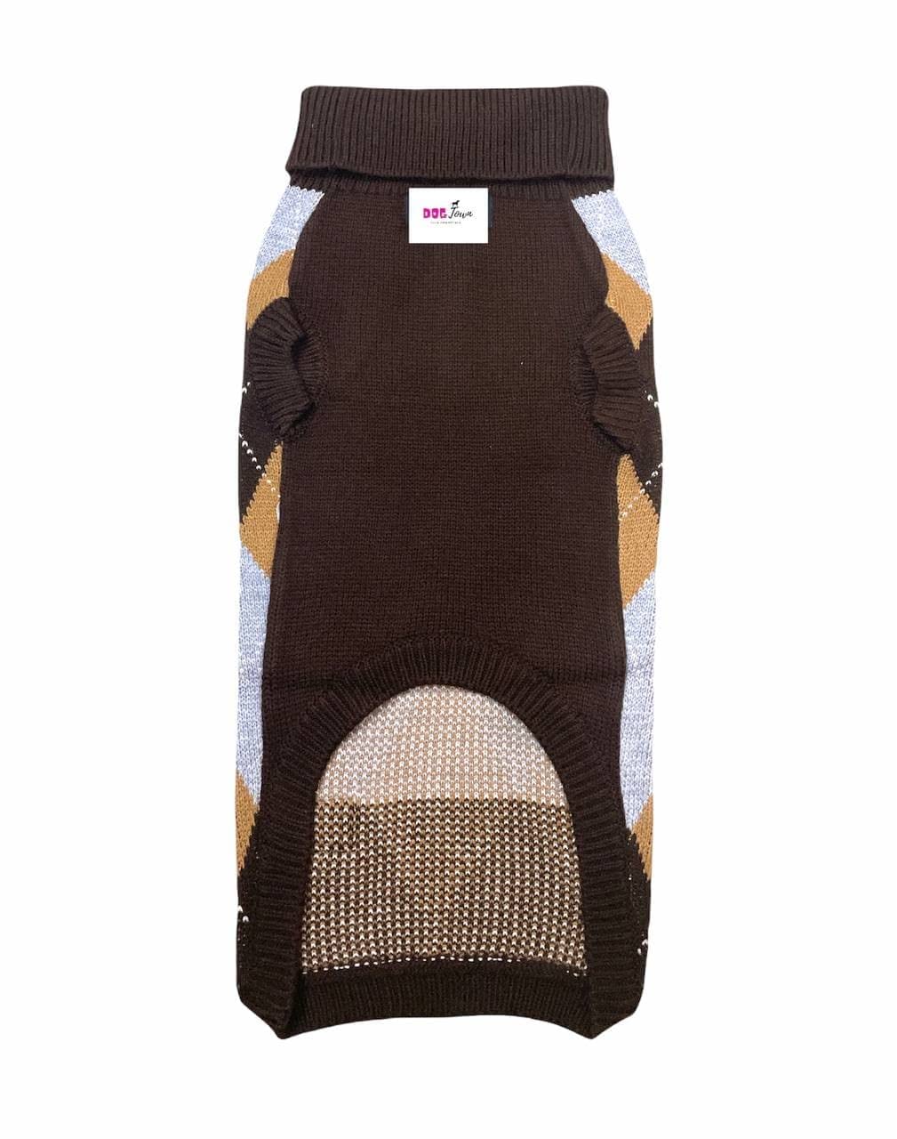 Classic Cosy Check Sweater for Dogs (Brown)