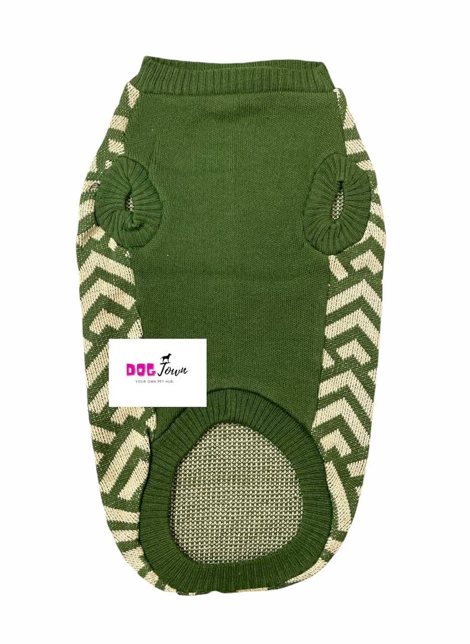 Core Round Neck Round Dog Sweater Green