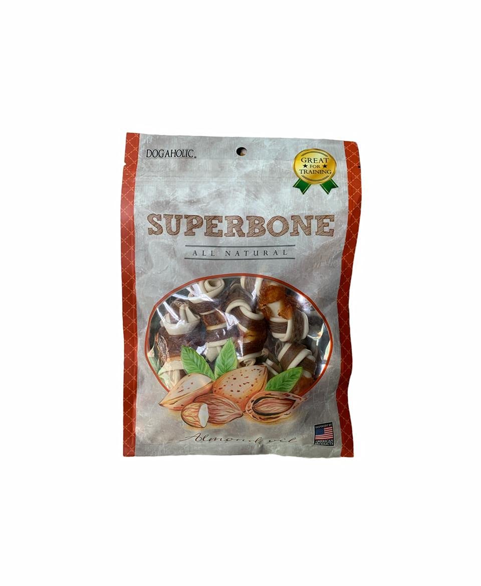 Superbone Chicken Knotted Bone 9 in 1 Dog Treat (Almond Oil)