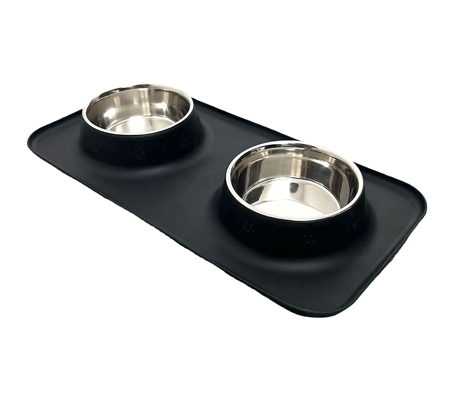 Rectangle Silicone Double Dinner Steel Bowl