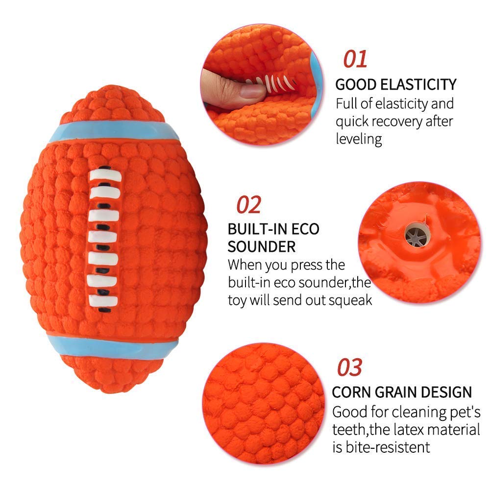 Eetoys Dog Latex Squeaky Rugby Ball Toy