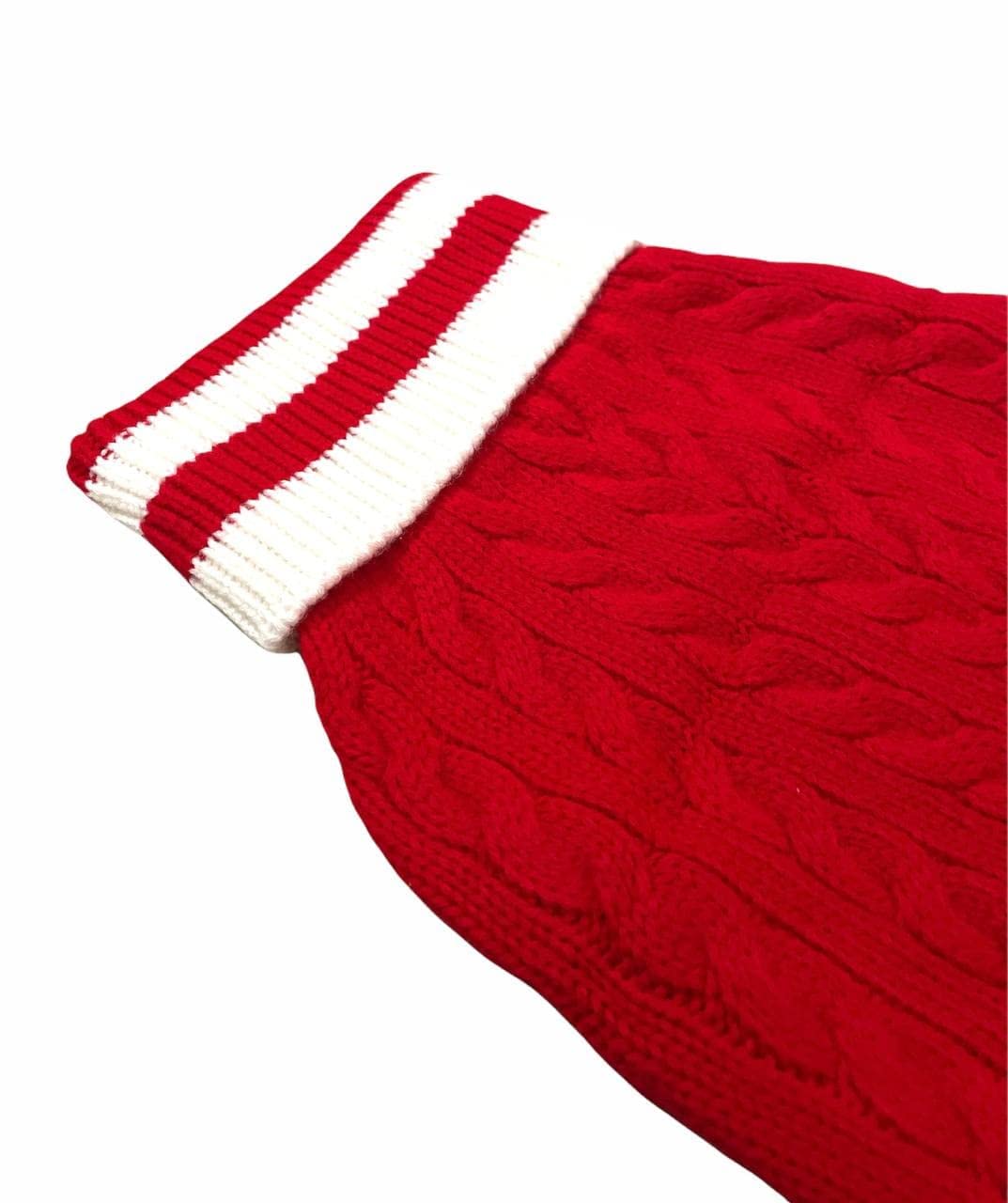 High Neck Round Dog Sweater Red