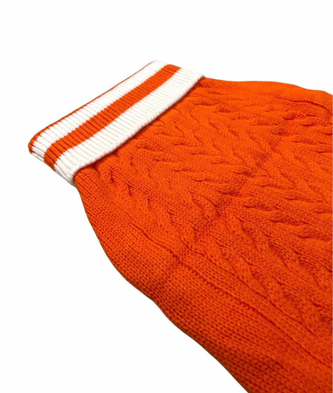 High Neck Round Dog Sweater Orange