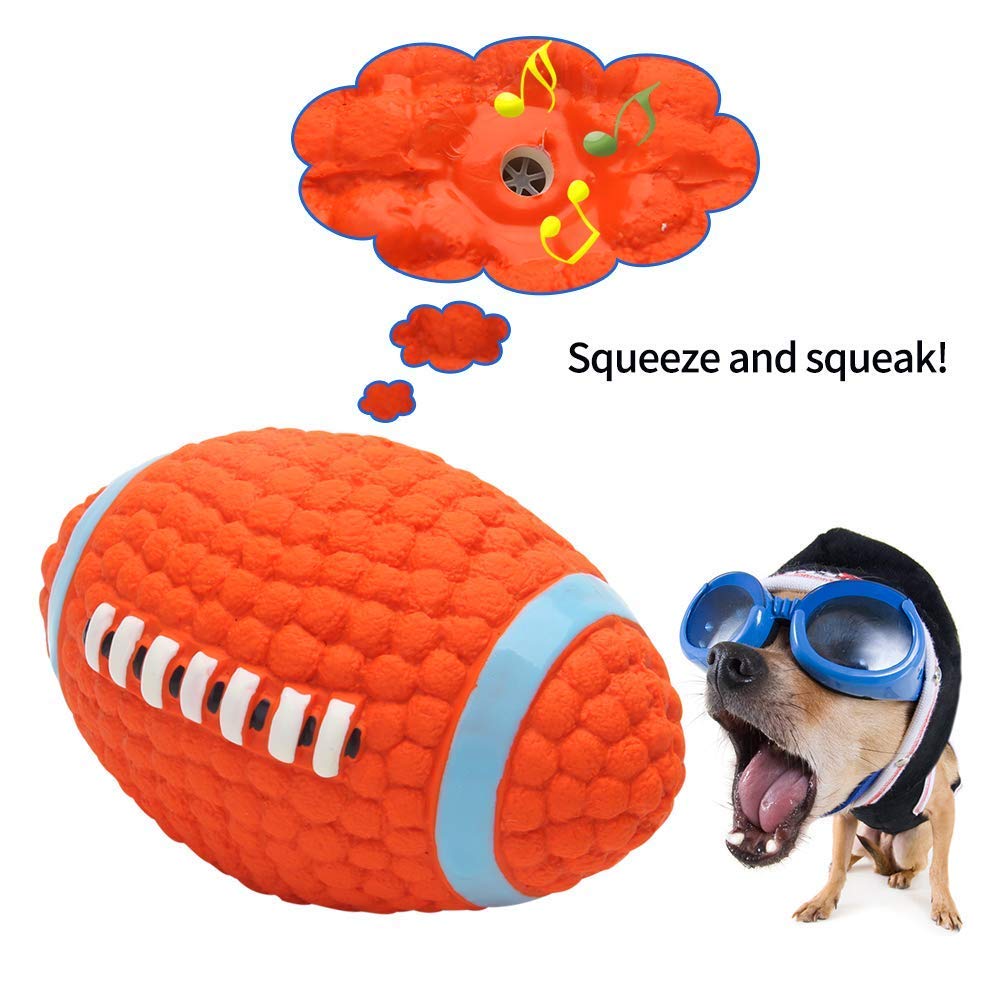 Squeaky rugby shop ball dog toy