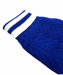 High Neck Round Dog Sweater Blue