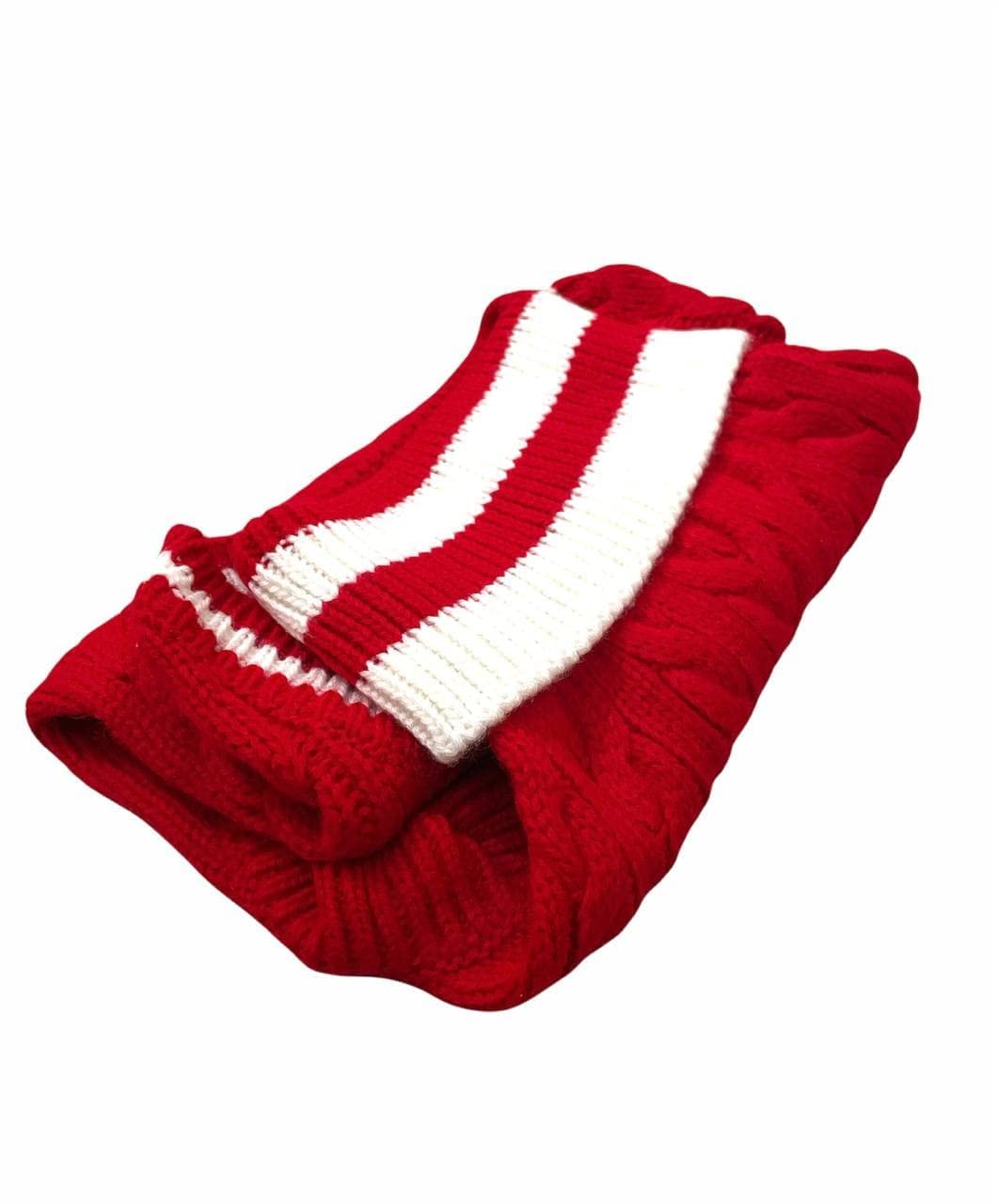 High Neck Round Dog Sweater Red