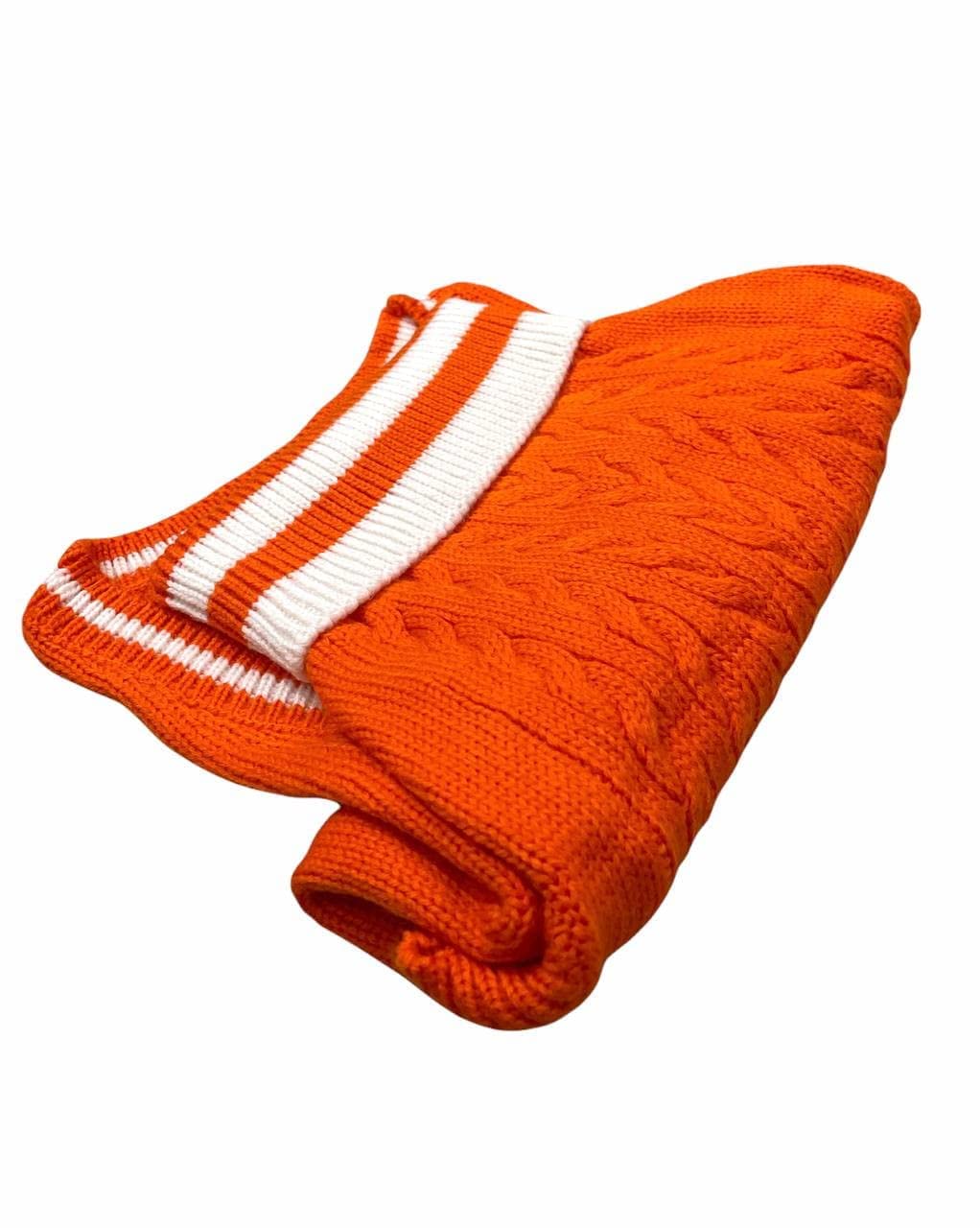 High Neck Round Dog Sweater Orange