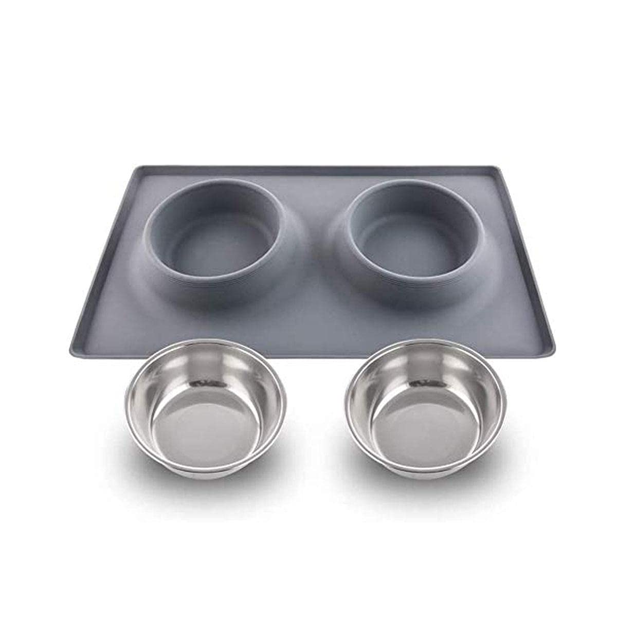 Rectangle Silicone Double Dinner Steel Bowl