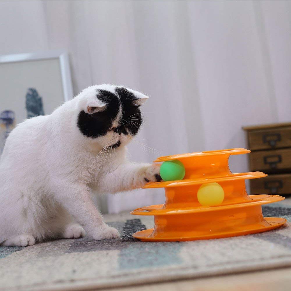 Tower of Tracks Cat Turntable Toy (Colour May Vary)