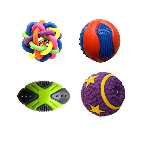 DOGTOWN Latex Interactive Training Fetch and Play Squeaky Toy -Combos Cotton Blend Round Shape